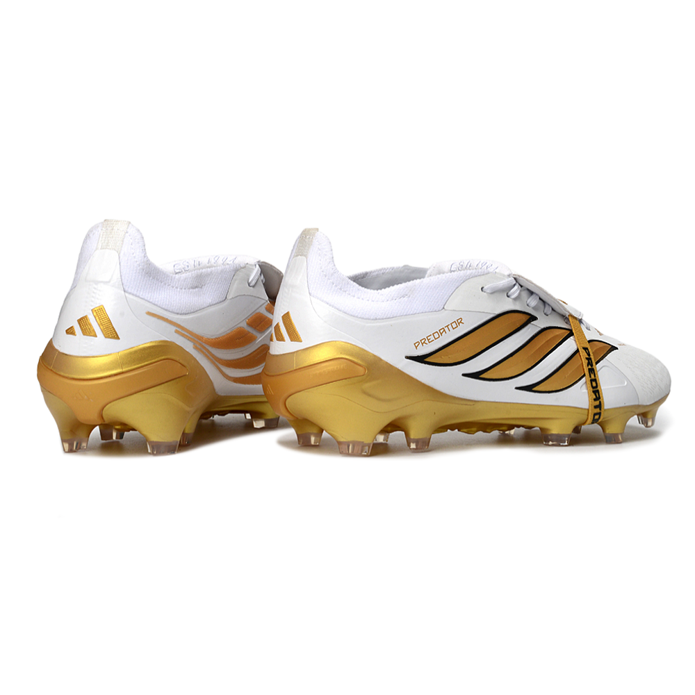 Chuteira Campo Adidas Predator Tongue 26 Elite FG Branco e Dourado 