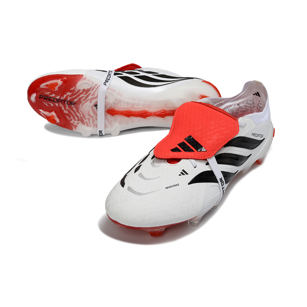 Chuteira Campo Adidas Predator Tongue 26 Elite FG Branco, Vermelho e Preto 