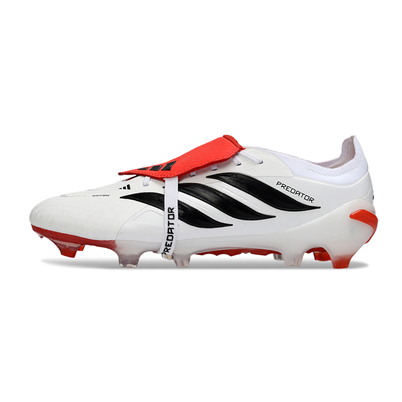 Chuteira Campo Adidas Predator Tongue 26 Elite FG Branco, Vermelho e Preto 