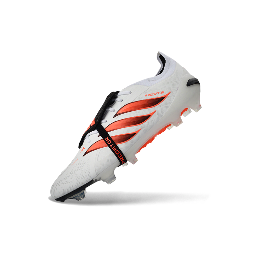 Chuteira Campo Adidas Predator Tongue 26 Elite FG Branco, Laranja e Preto 