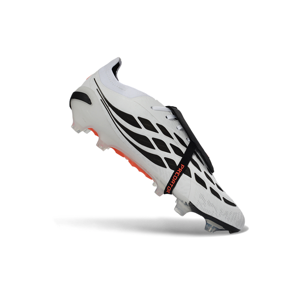 Chuteira Campo Adidas Predator Tongue 26 Elite FG Branco, Laranja e Preto 