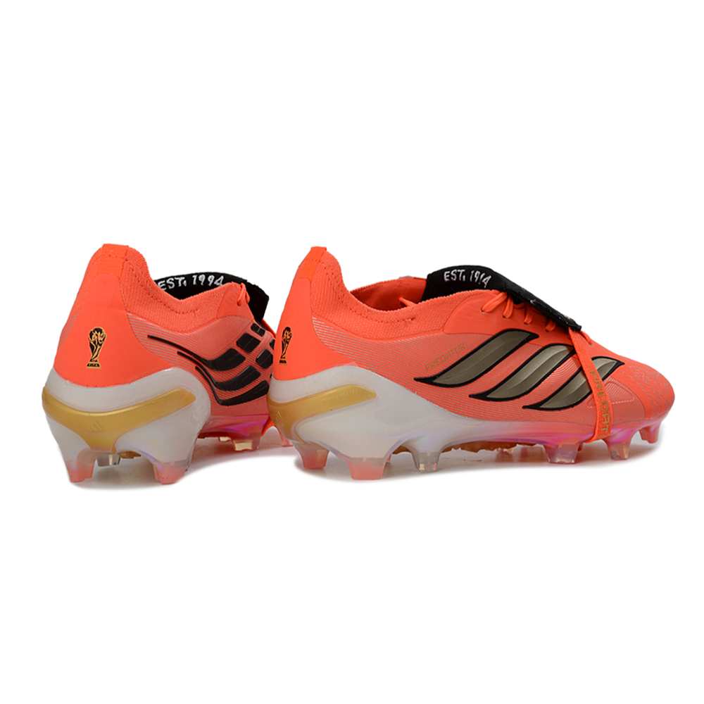Chuteira Campo Adidas Predator Tongue 26 Elite FG Laranja, Dourado e Preto 