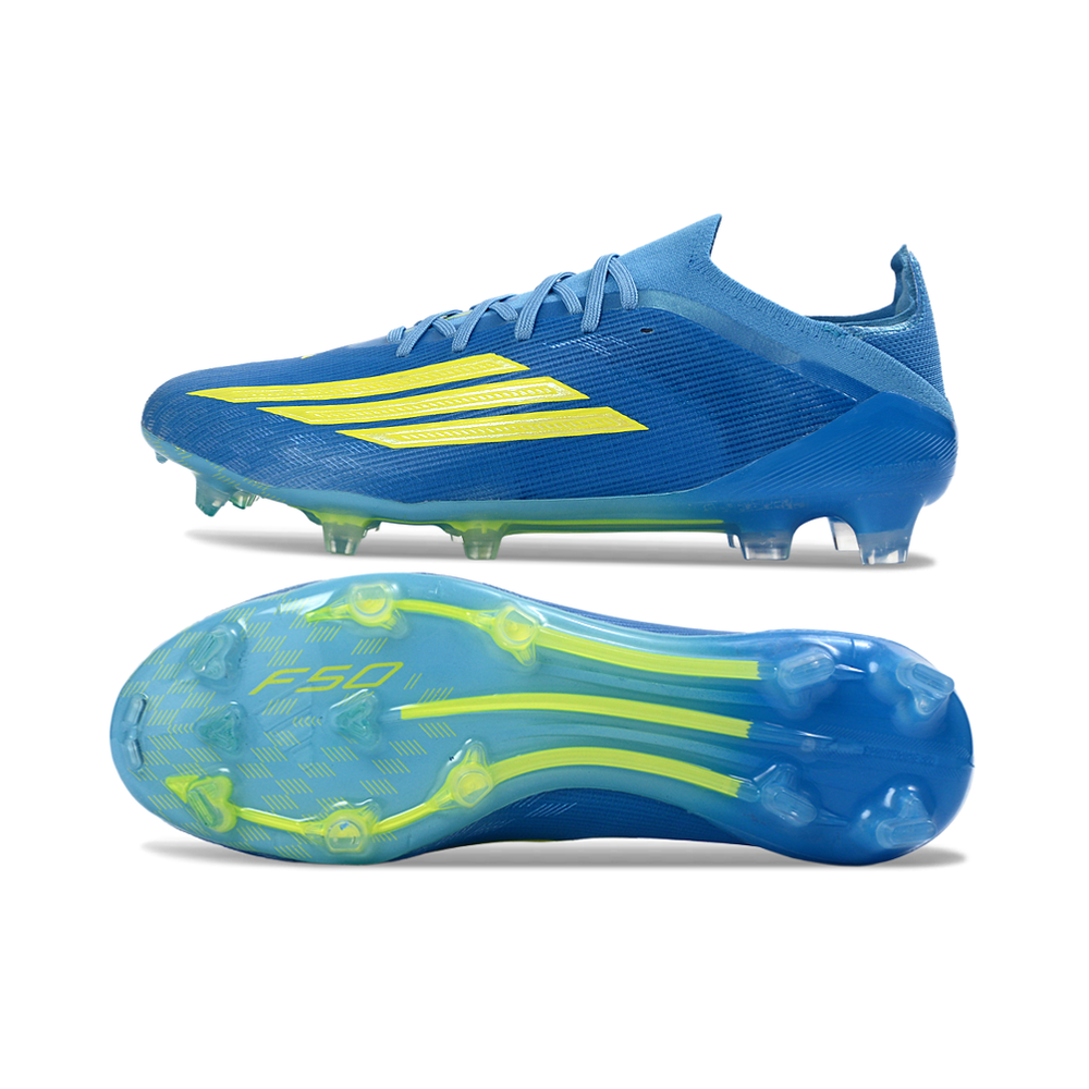 Chuteira Campo Adidas F50 FG Azul e Verde 