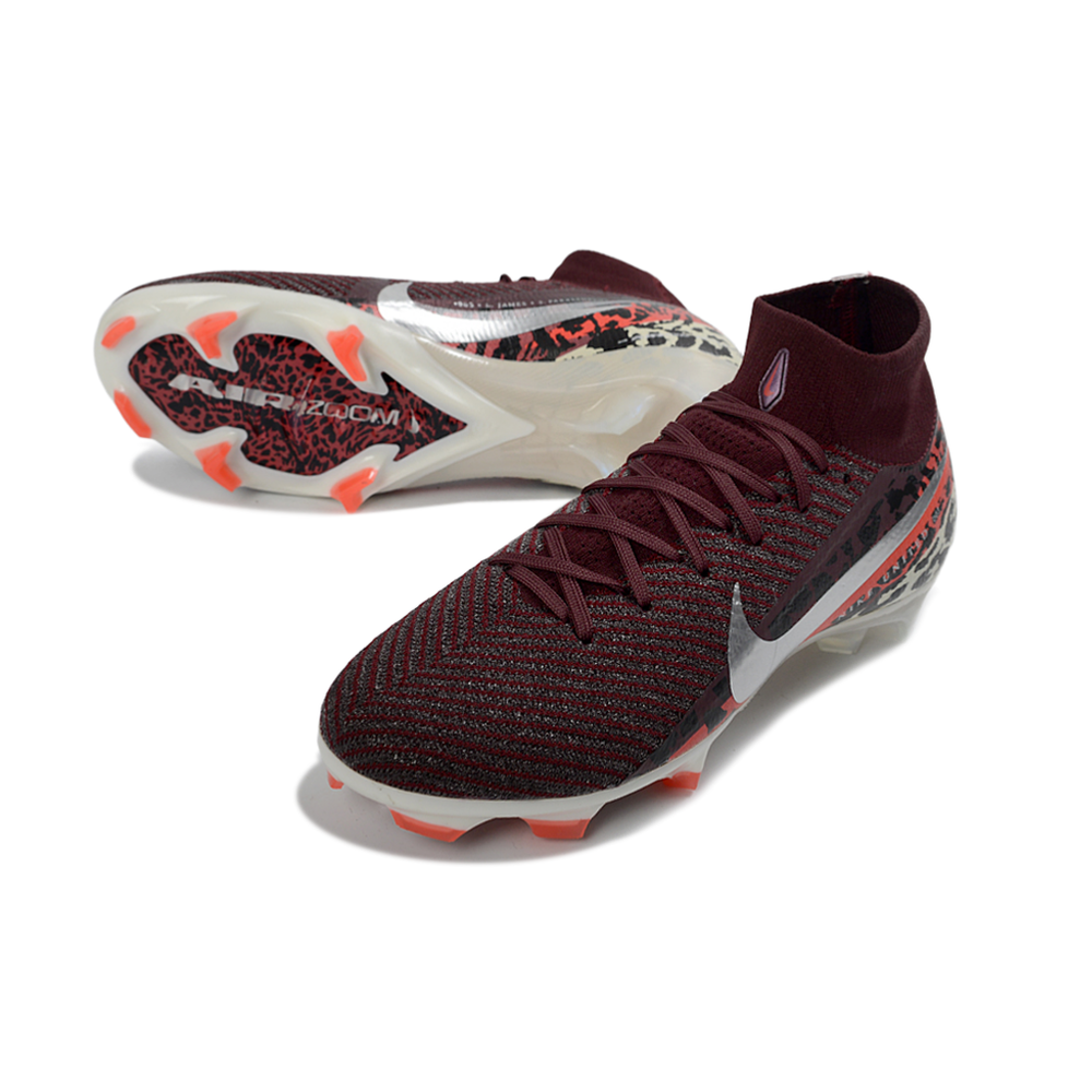 Chuteira Campo Nike Air Zoom Mercurial Superfly 10 Elite FG Bordô, Bege e Laranja