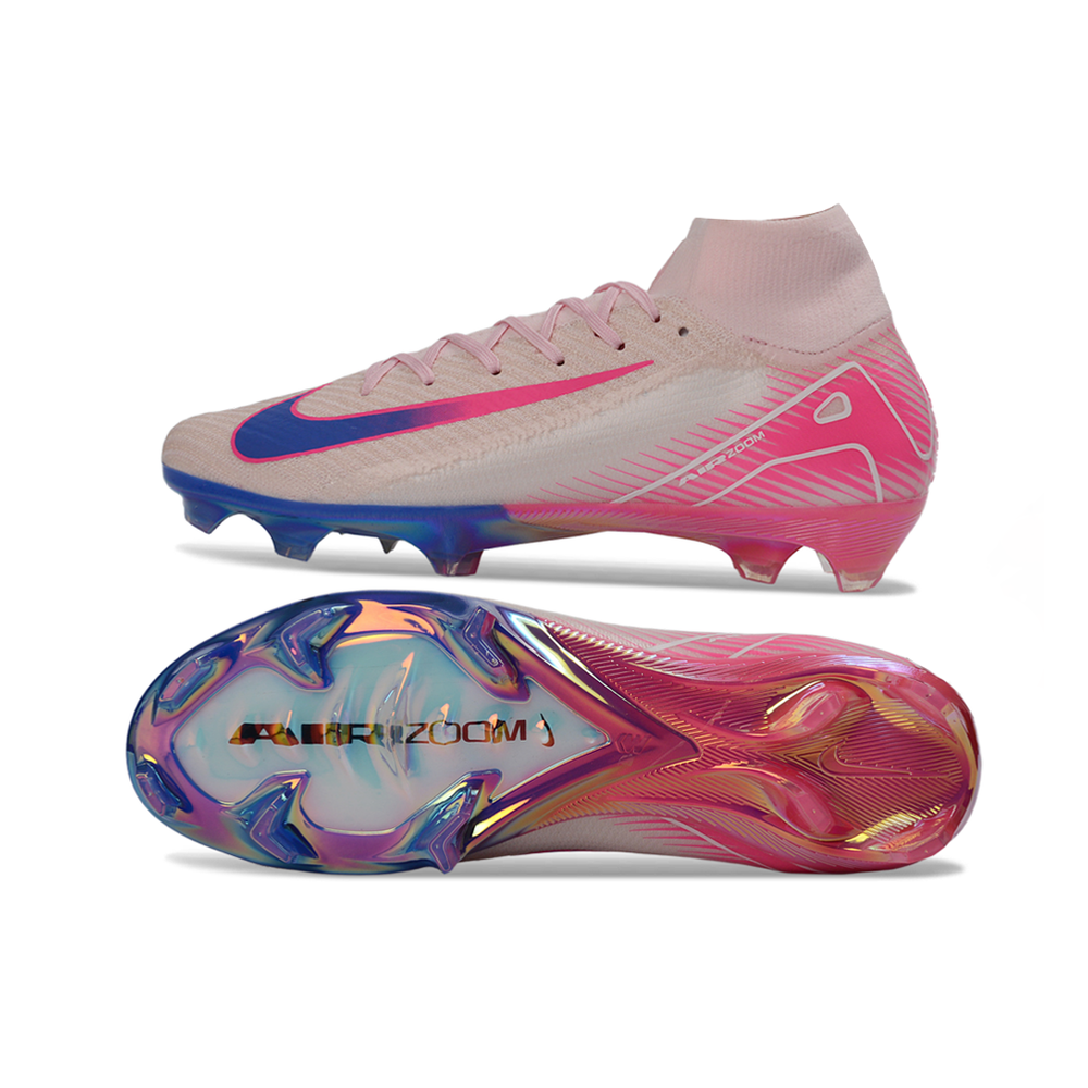 Chuteira Campo Nike Air Zoom Mercurial Superfly 10 Elite FG  Rosa e Azul 