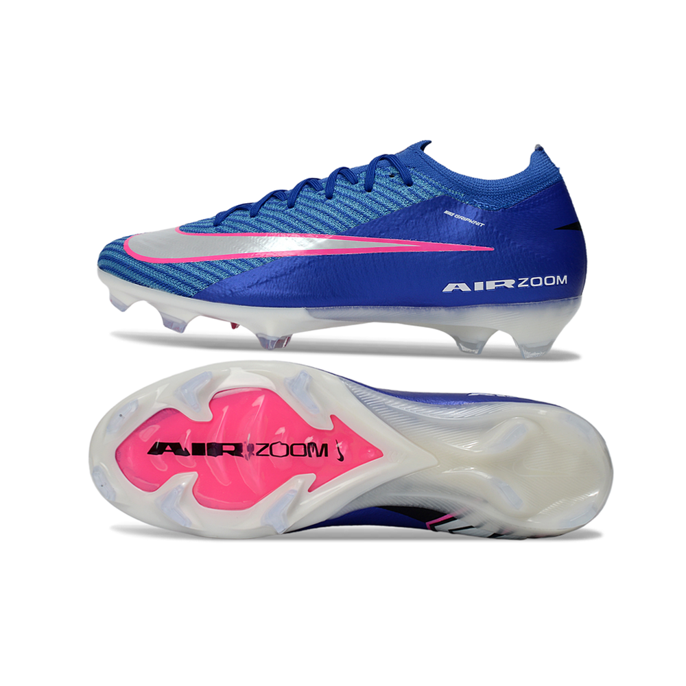 Chuteira Campo Nike Air Zoom Mercurial Vapor 16 Elite FG Azul e Rosa