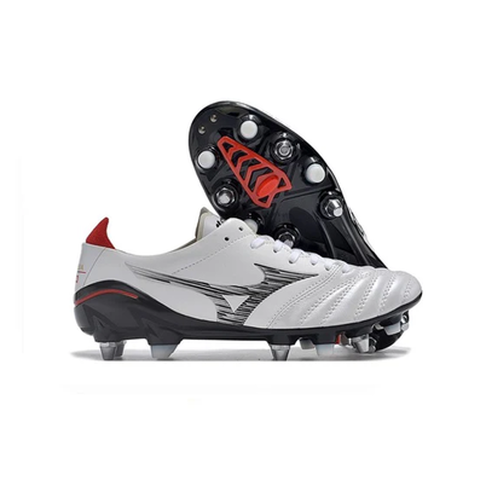 Chuteira Campo Mizuno Morelia Neo 4 Trava Mista Branca e Preta