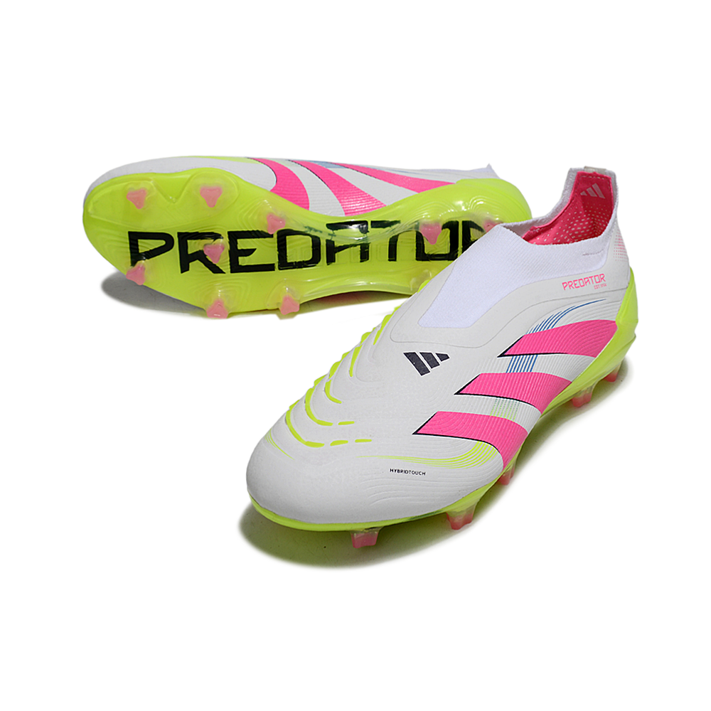 Chuteira Campo Adidas Predator LL Elite FG Branco, Rosa e Verde 