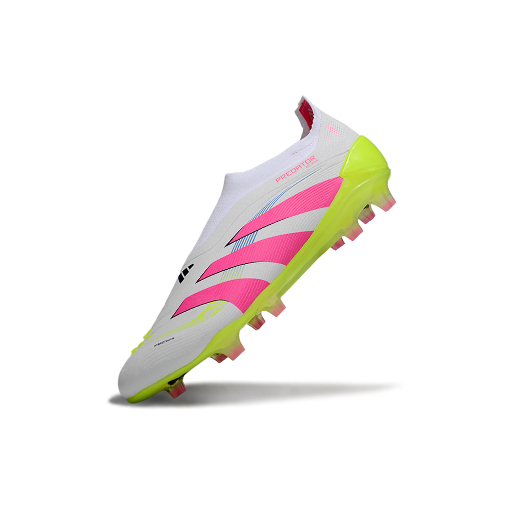 Chuteira Campo Adidas Predator LL Elite FG Branco, Rosa e Verde 