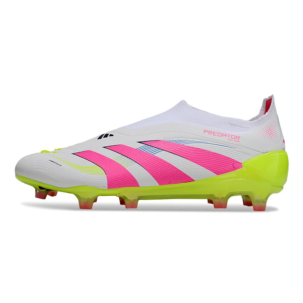 Chuteira Campo Adidas Predator LL Elite FG Branco, Rosa e Verde 
