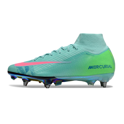 Chuteira Campo Nike Air Zoom Mercurial Superfly 10 Elite Trava Mista Verde e Rosa 