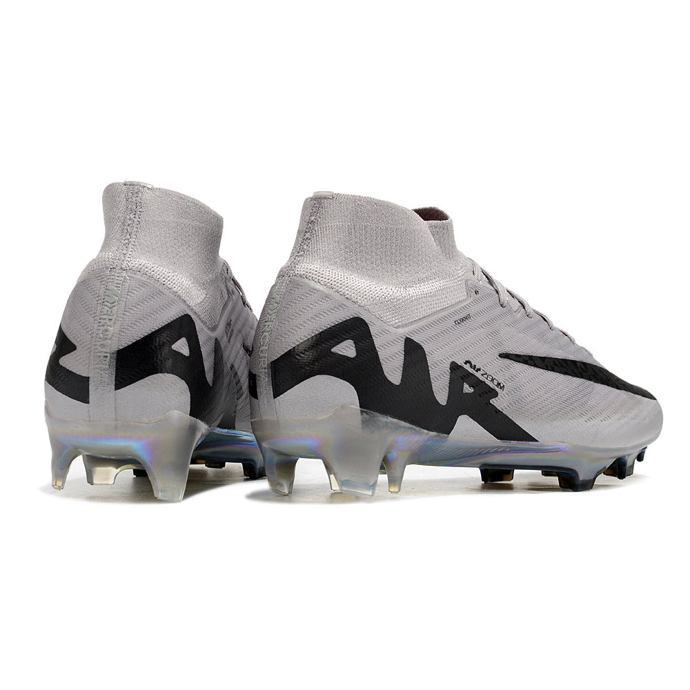 Chuteira Campo Nike Air Zoom Mercurial Superfly 9 Elite FG Prata e Preta 