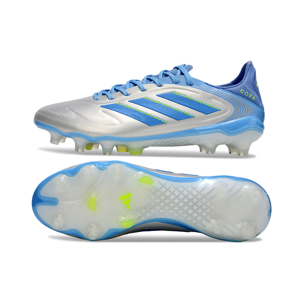 Chuteira Campo Adidas Copa Pure III Elite FG Azul e Prata 