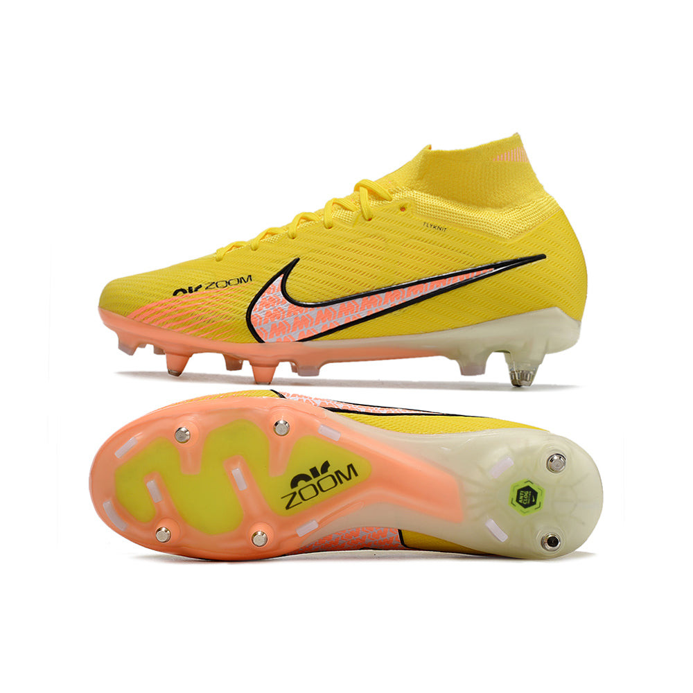 Chuteira Campo Nike Air Zoom Mercurial Superfly 9 Elite Ponta de Aluminio Amarela 