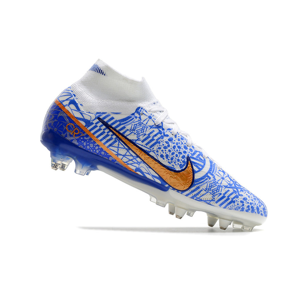 Chuteira Campo Nike Air Zoom Mercurial Superfly 9 Elite Ponta de Aluminio Azul 