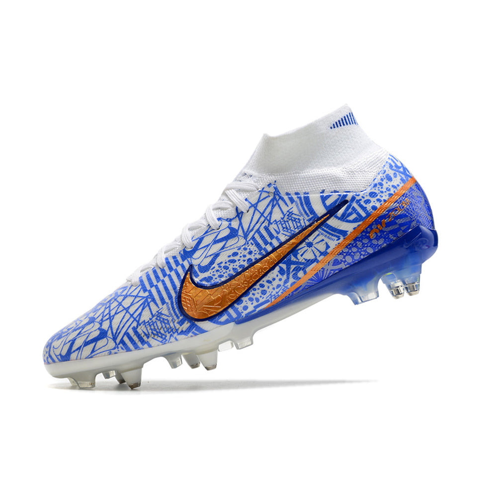 Chuteira Campo Nike Air Zoom Mercurial Superfly 9 Elite Ponta de Aluminio Azul 