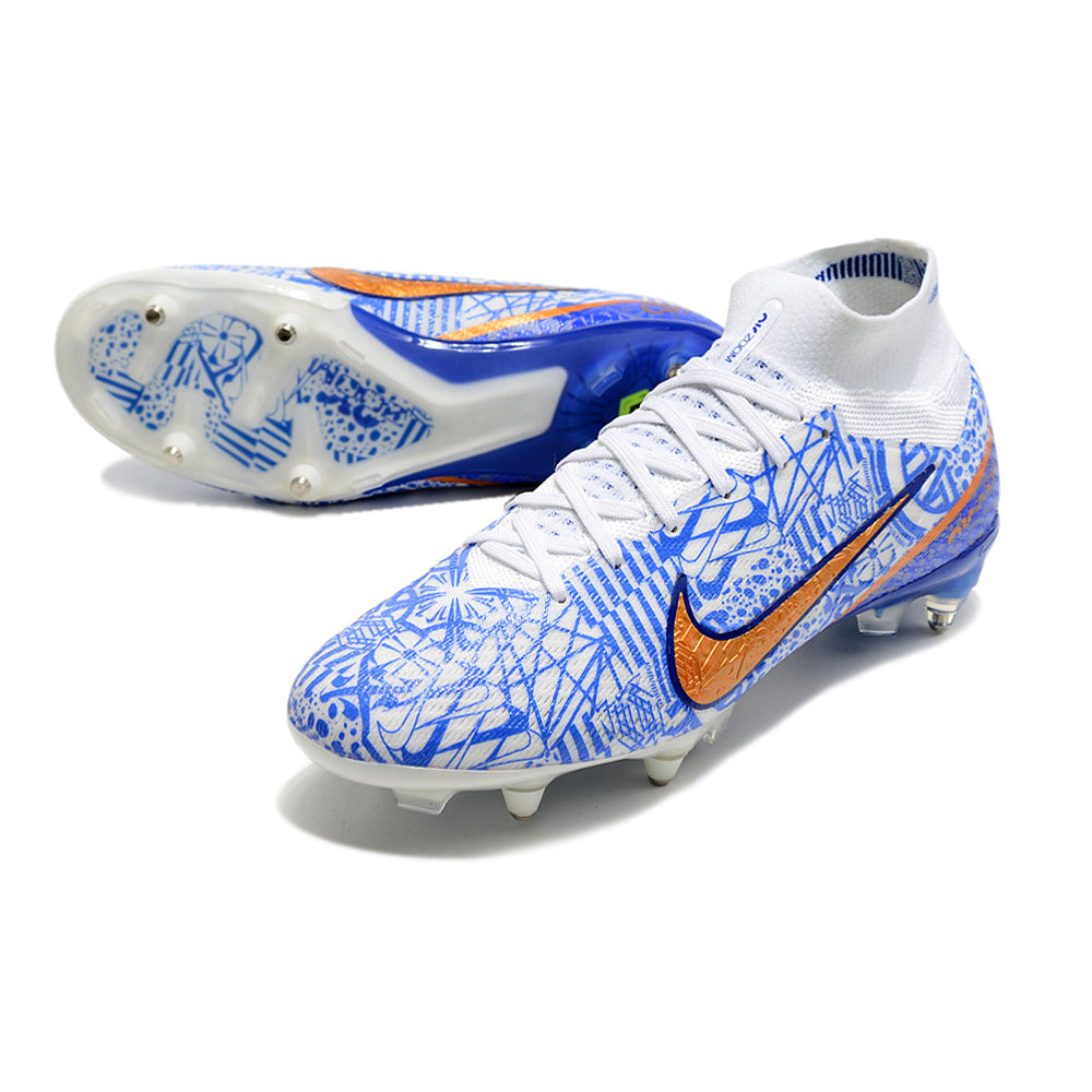 Chuteira Campo Nike Air Zoom Mercurial Superfly 9 Elite Ponta de Aluminio Azul 