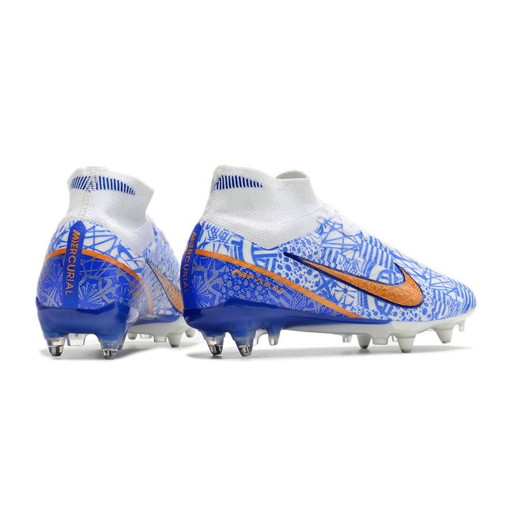 Chuteira Campo Nike Air Zoom Mercurial Superfly 9 Elite Ponta de Aluminio Azul 