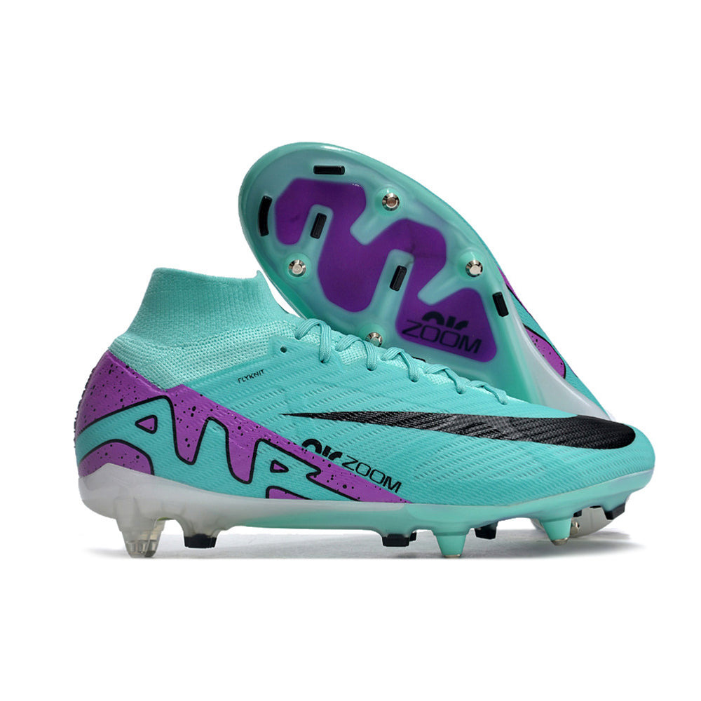 Chuteira Campo Nike Air Zoom Mercurial Superfly 9 Elite Ponta de Aluminio Azul e Roxo 