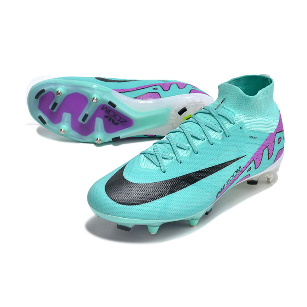 Chuteira Campo Nike Air Zoom Mercurial Superfly 9 Elite Ponta de Aluminio Azul e Roxo 