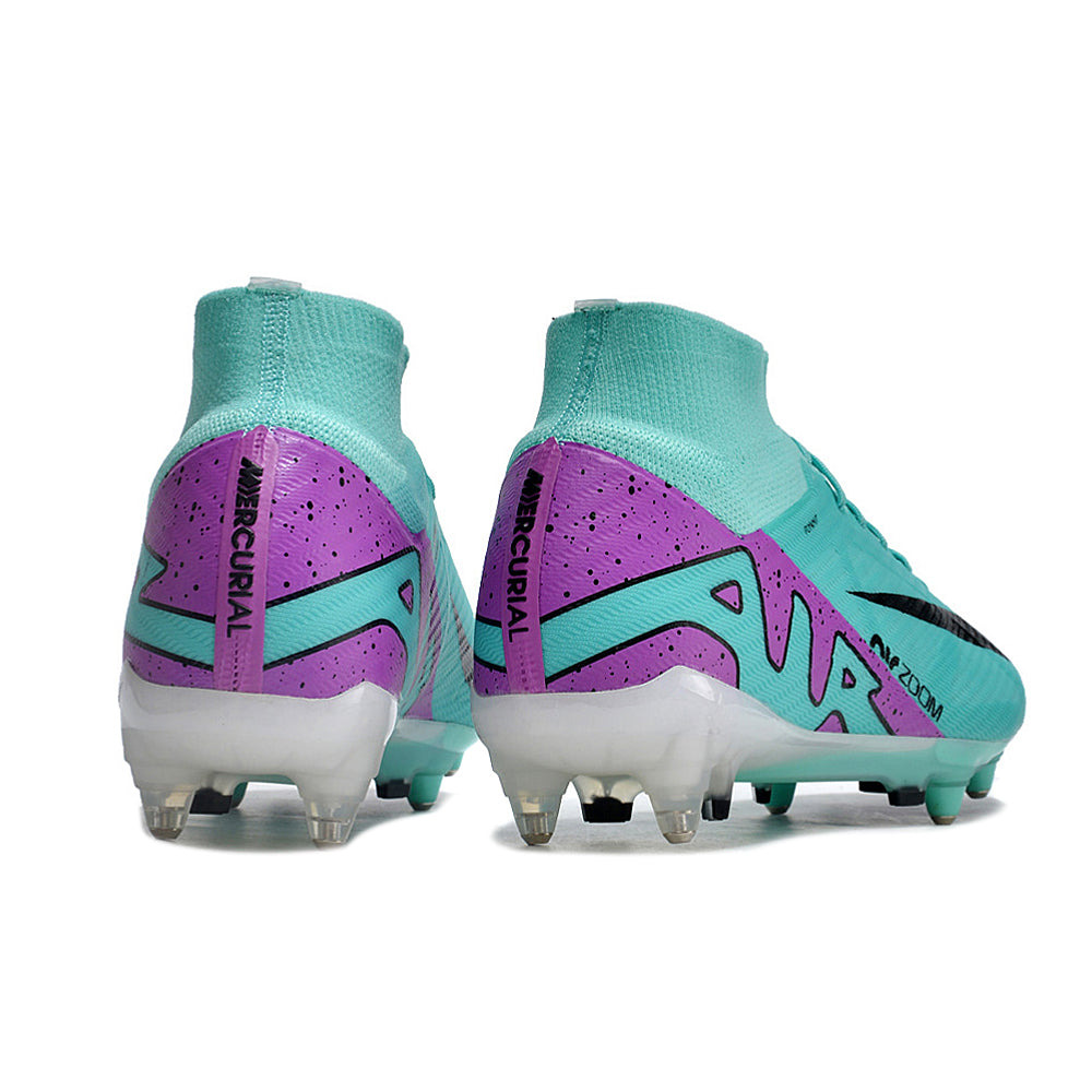 Chuteira Campo Nike Air Zoom Mercurial Superfly 9 Elite Ponta de Aluminio Azul e Roxo 