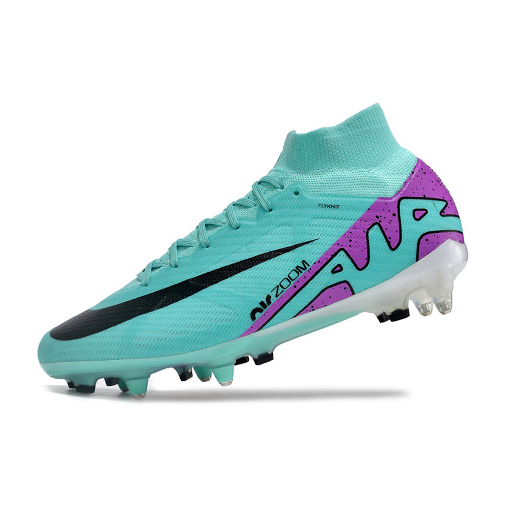Chuteira Campo Nike Air Zoom Mercurial Superfly 9 Elite Ponta de Aluminio Azul e Roxo 