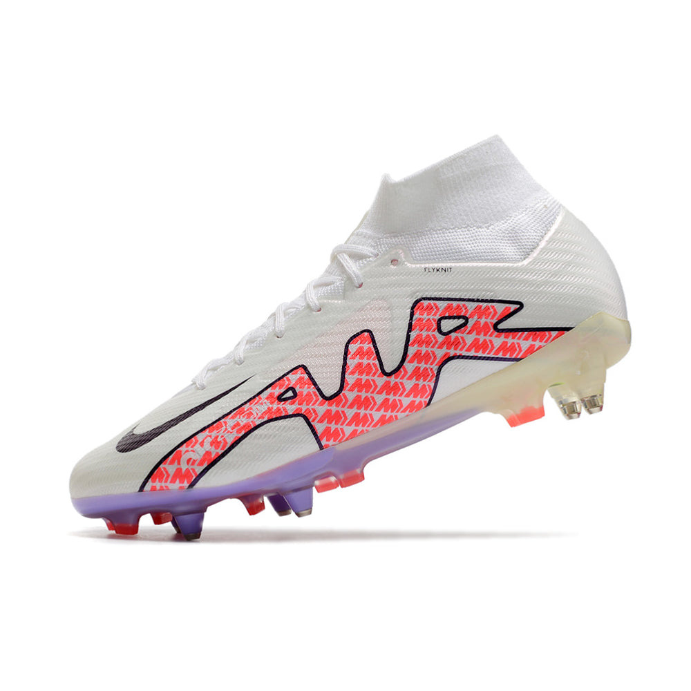 Chuteira Campo Nike Air Zoom Mercurial Superfly 9 Elite Ponta de Aluminio Branca 