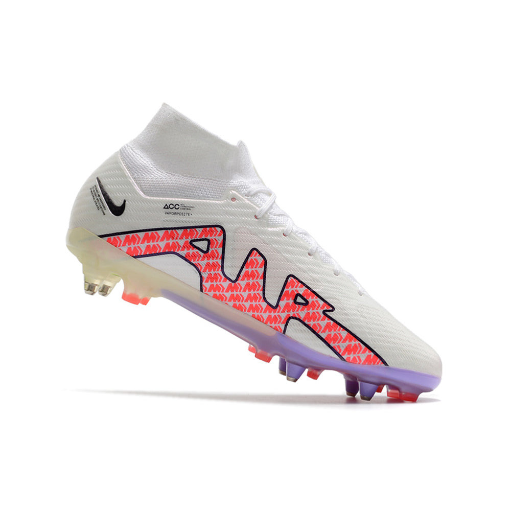 Chuteira Campo Nike Air Zoom Mercurial Superfly 9 Elite Ponta de Aluminio Branca 