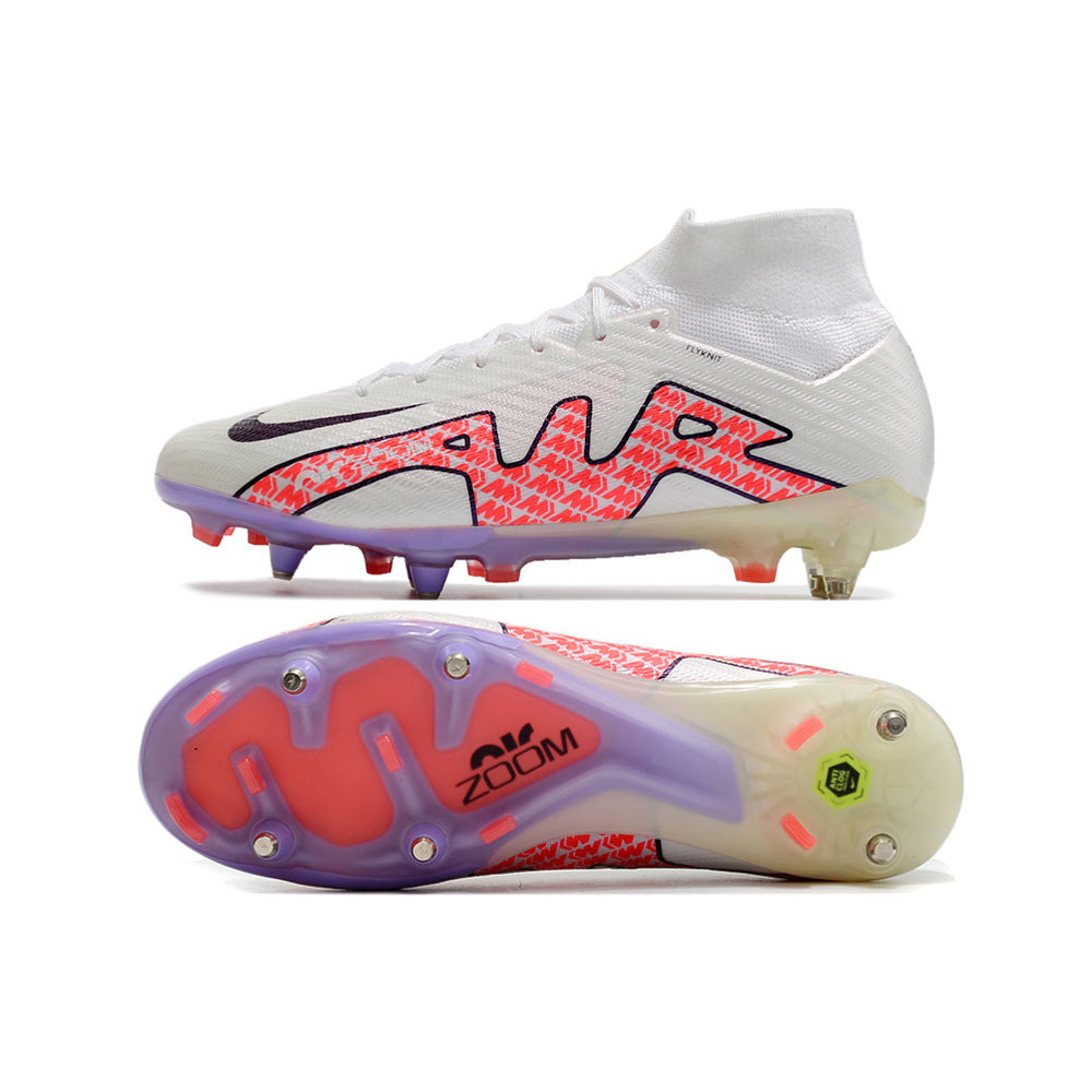 Chuteira Campo Nike Air Zoom Mercurial Superfly 9 Elite Ponta de Aluminio Branca 