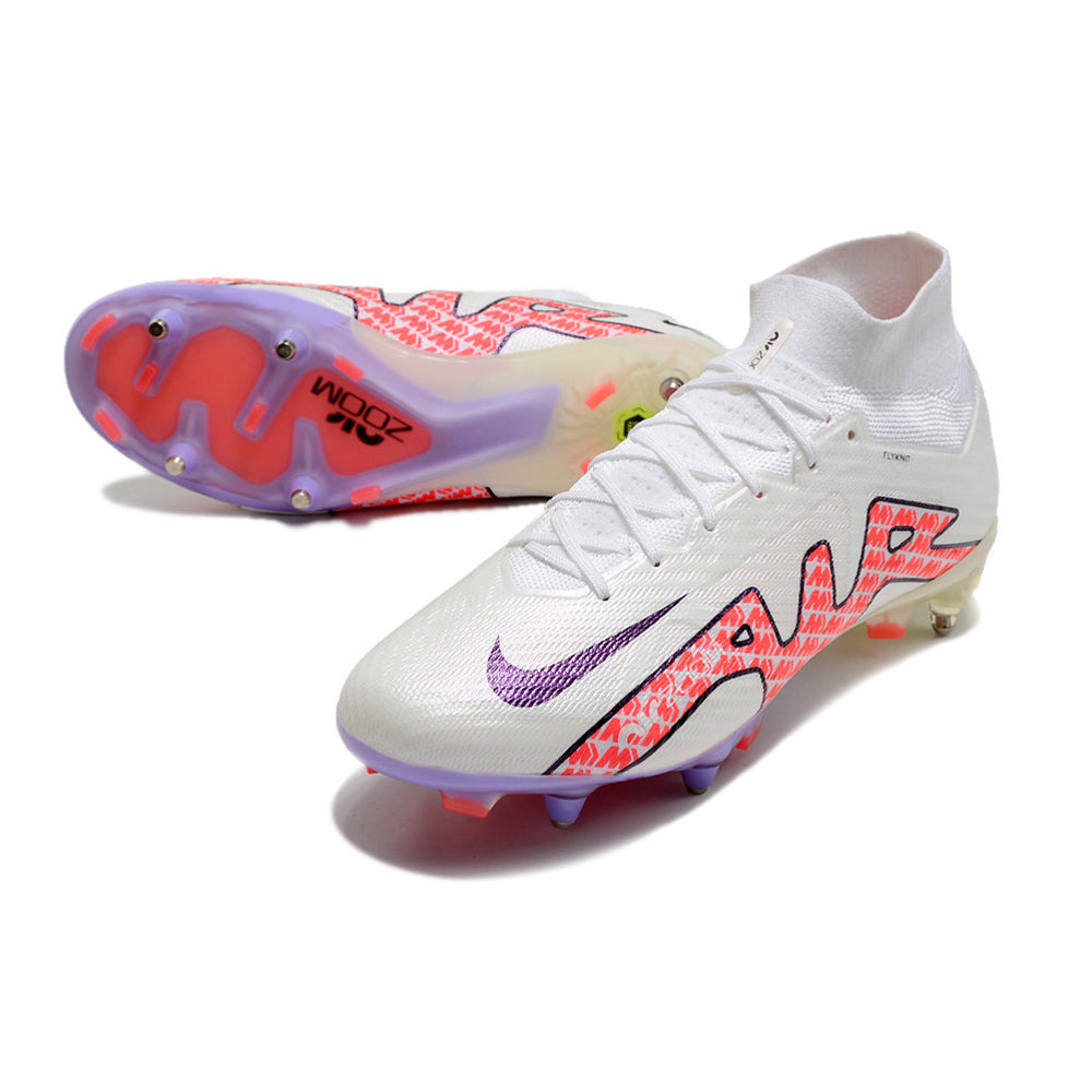 Chuteira Campo Nike Air Zoom Mercurial Superfly 9 Elite Ponta de Aluminio Branca 