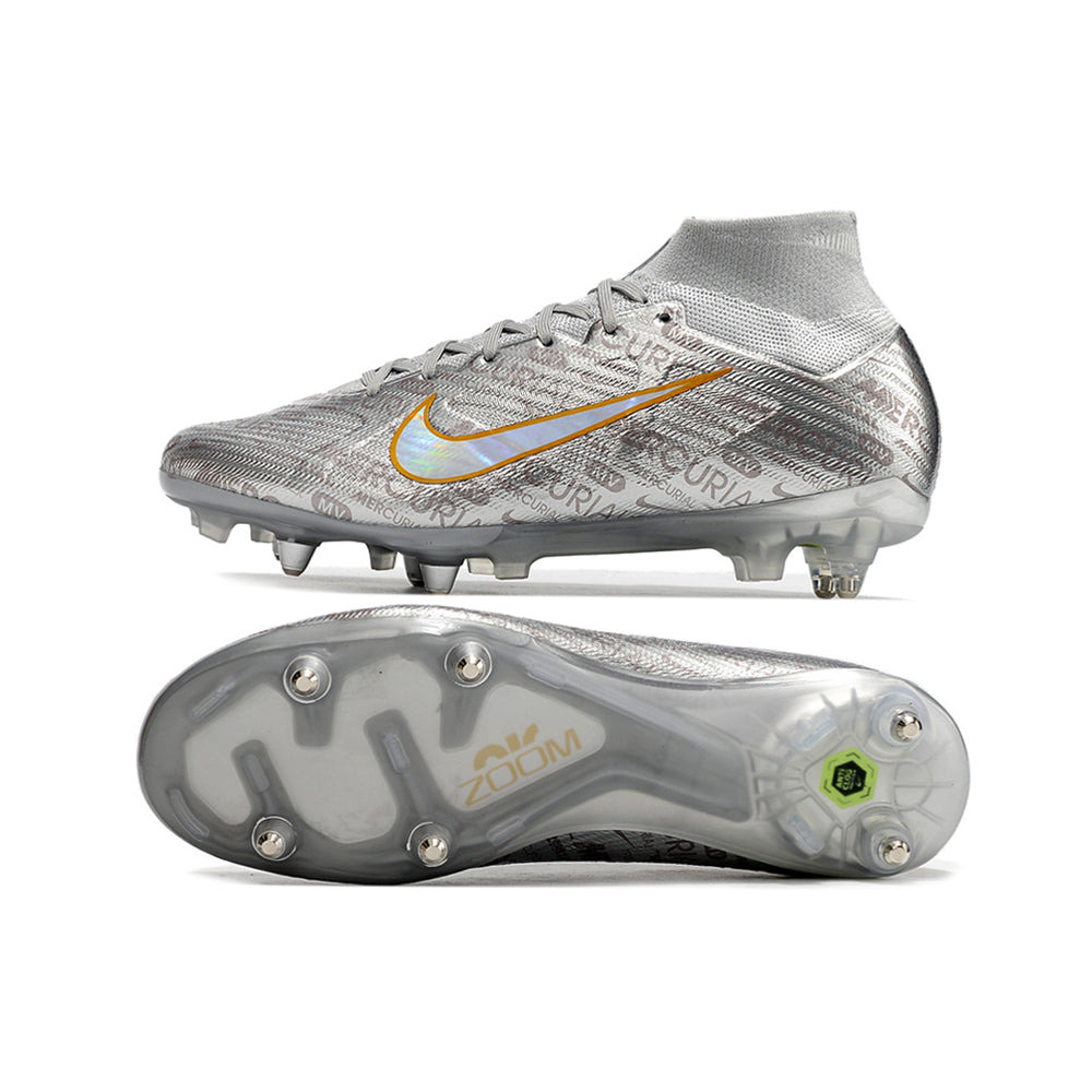 Chuteira Campo Nike Air Zoom Mercurial Superfly 9 Elite Ponta de Aluminio Prata 