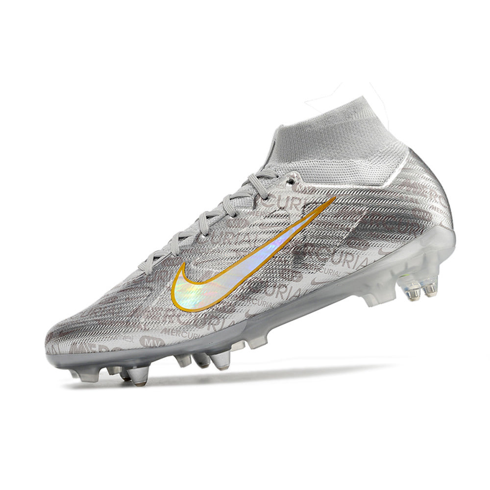 Chuteira Campo Nike Air Zoom Mercurial Superfly 9 Elite Ponta de Aluminio Prata 