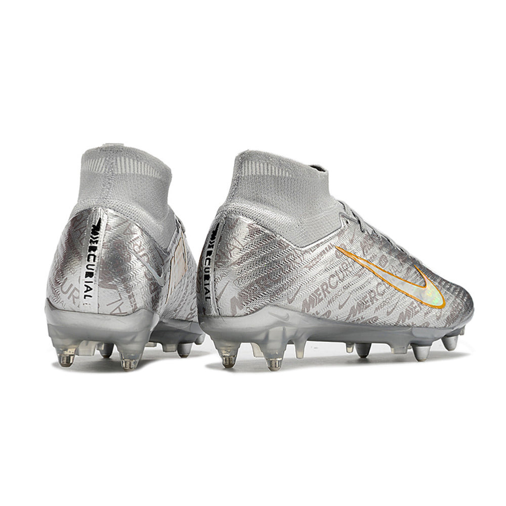 Chuteira Campo Nike Air Zoom Mercurial Superfly 9 Elite Ponta de Aluminio Prata 