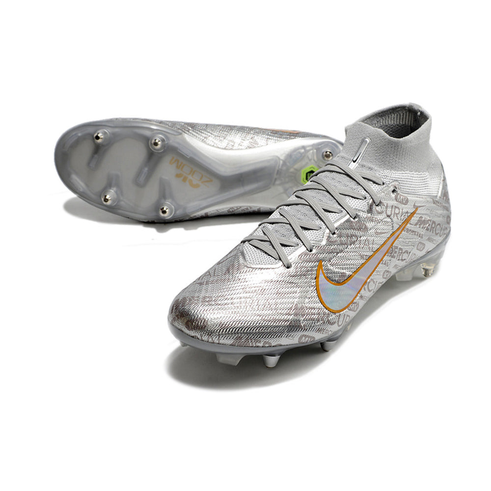 Chuteira Campo Nike Air Zoom Mercurial Superfly 9 Elite Ponta de Aluminio Prata 