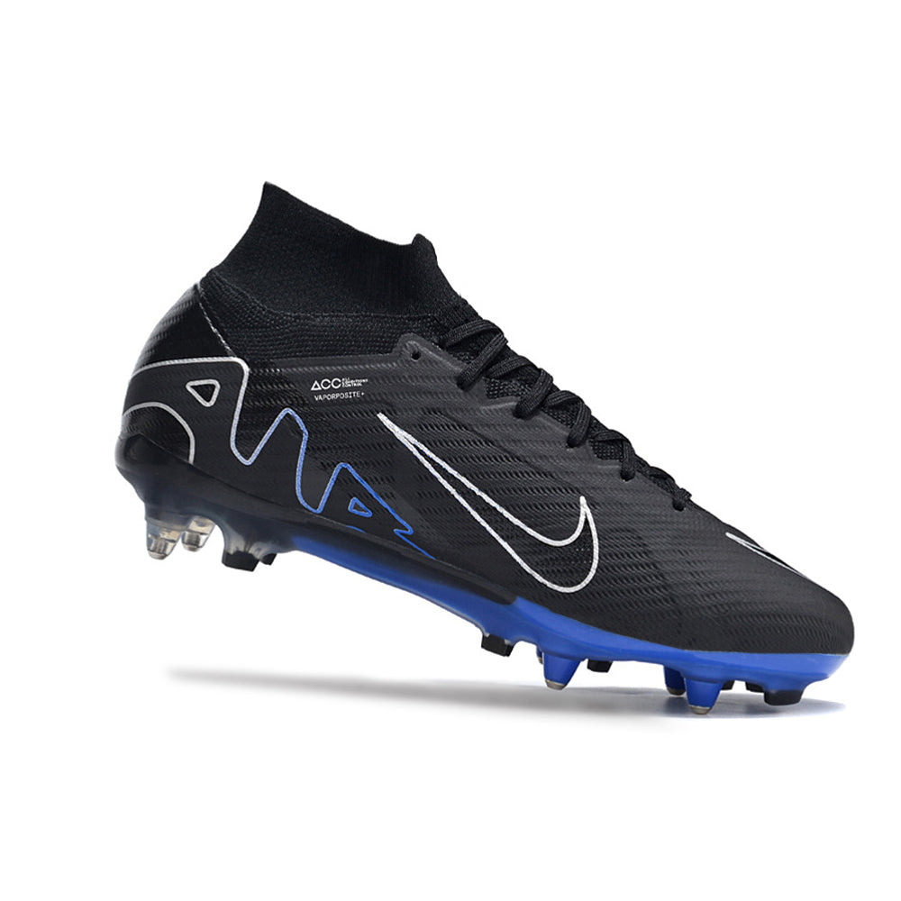 Chuteira Campo Nike Air Zoom Mercurial Superfly 9 Elite Ponta de Aluminio Preta e Azul 