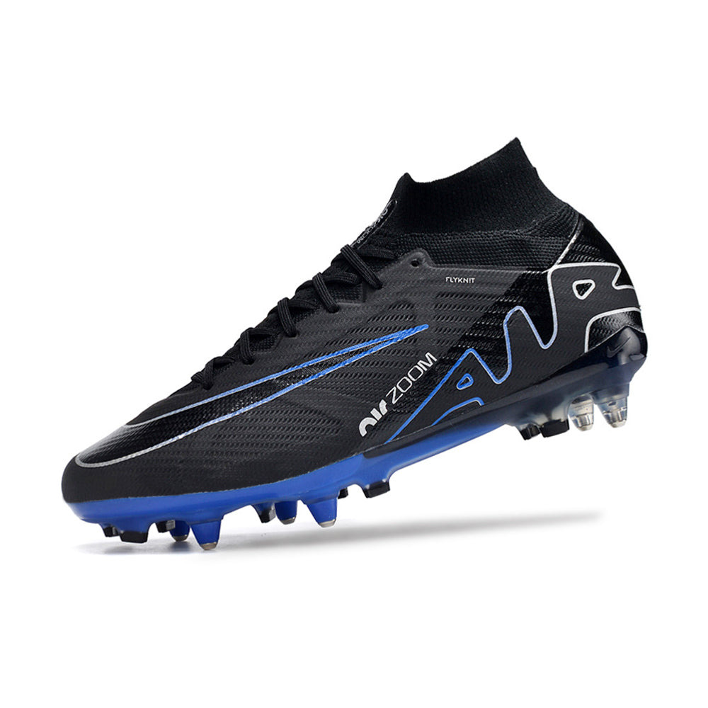 Chuteira Campo Nike Air Zoom Mercurial Superfly 9 Elite Ponta de Aluminio Preta e Azul 
