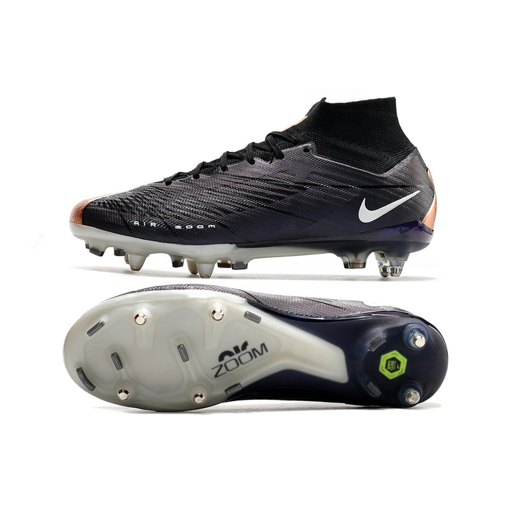 Chuteira Campo Nike Air Zoom Mercurial Superfly 9 Elite Ponta de Aluminio Preto e Cobre 