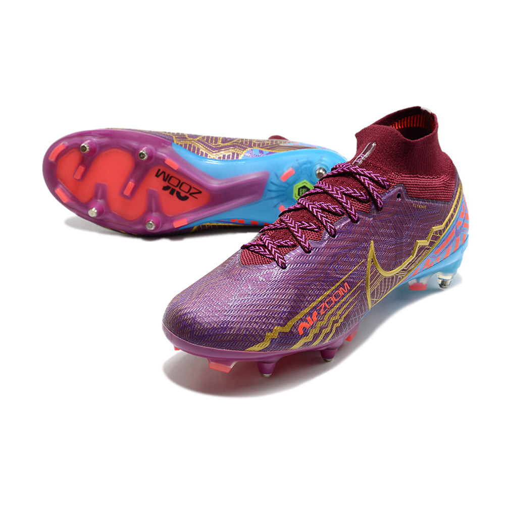Chuteira Campo Nike Air Zoom Mercurial Superfly 9 Elite Ponta de Aluminio Roxa 