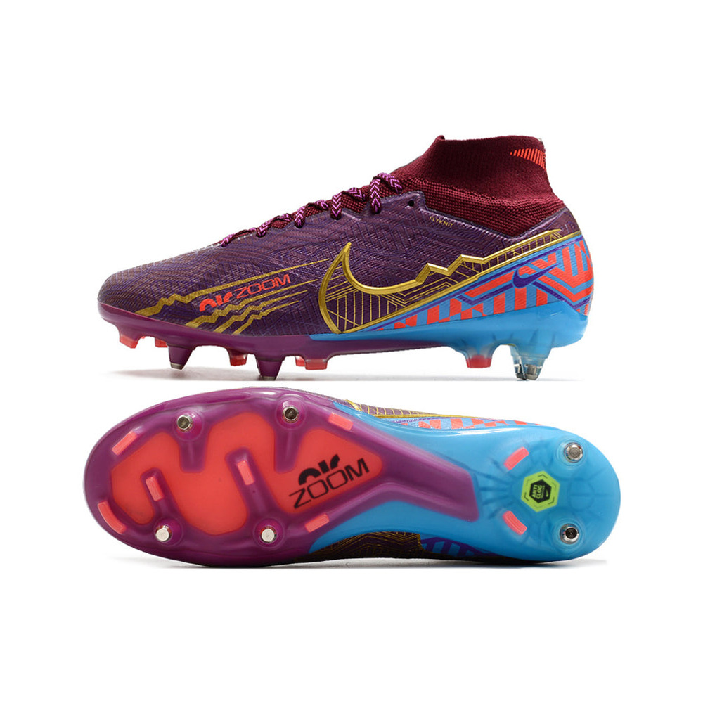 Chuteira Campo Nike Air Zoom Mercurial Superfly 9 Elite Ponta de Aluminio Roxa 