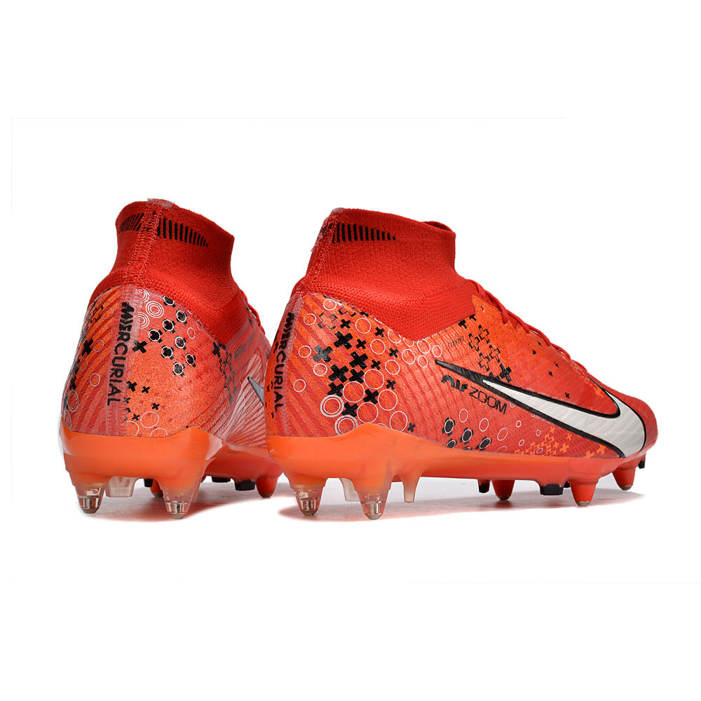 Chuteira Campo Nike Air Zoom Mercurial Superfly 9 Elite Ponta de Aluminio Vermelha 