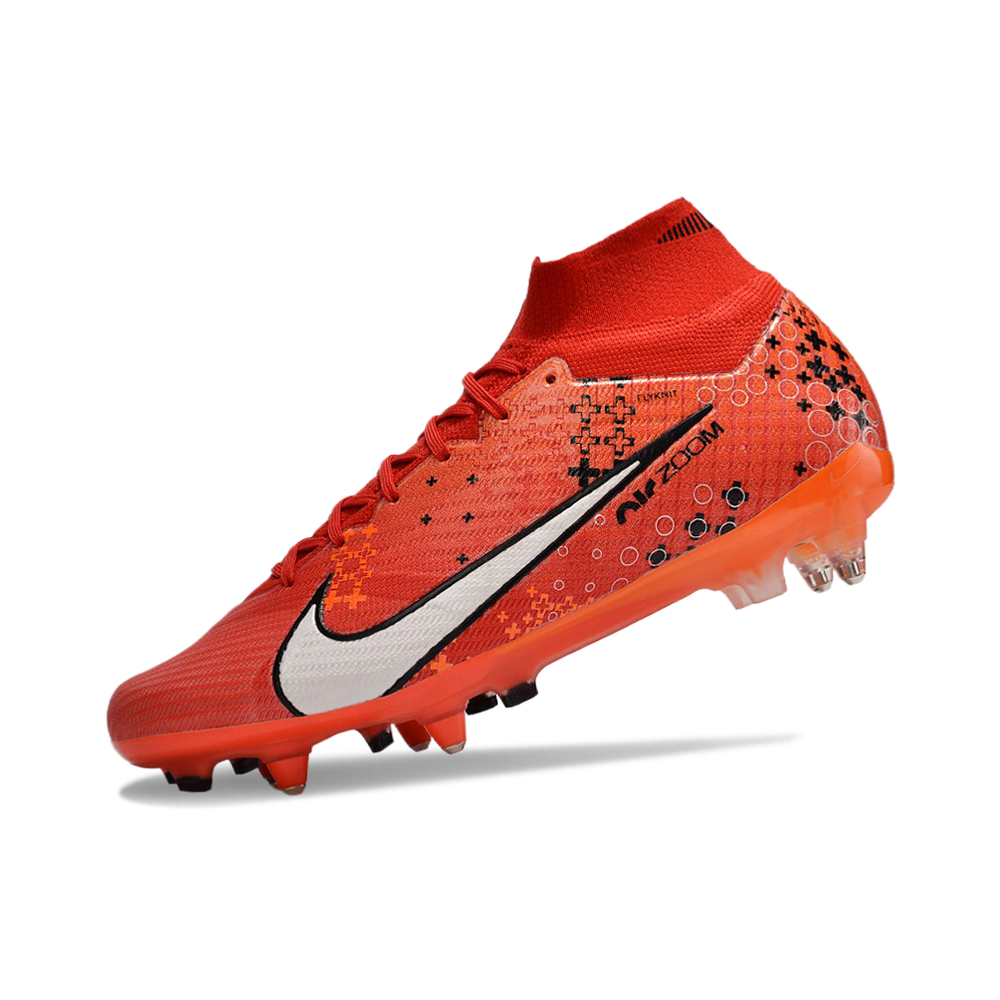 Chuteira Campo Nike Air Zoom Mercurial Superfly 9 Elite Ponta de Aluminio Vermelha 