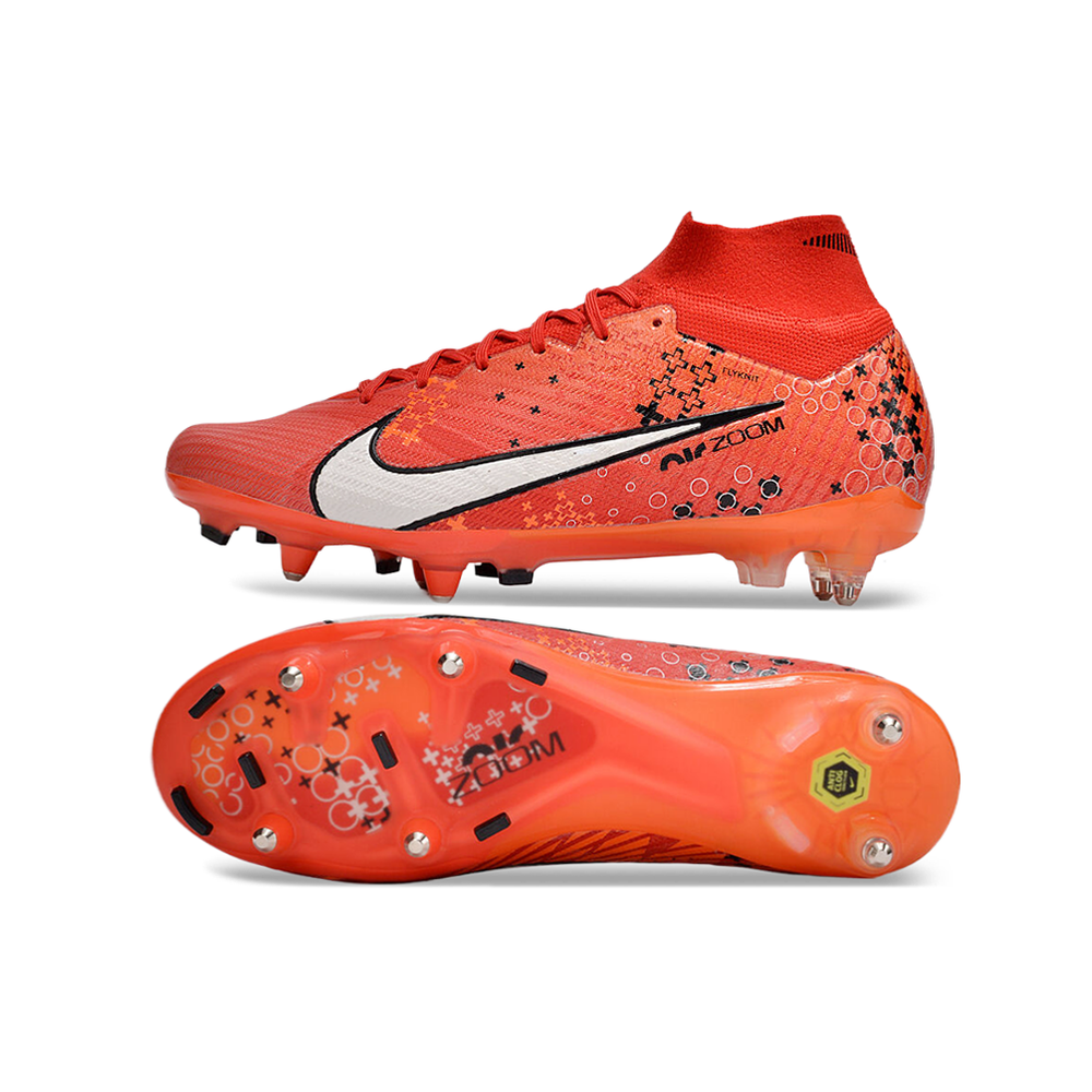 Chuteira Campo Nike Air Zoom Mercurial Superfly 9 Elite Ponta de Aluminio Vermelha 