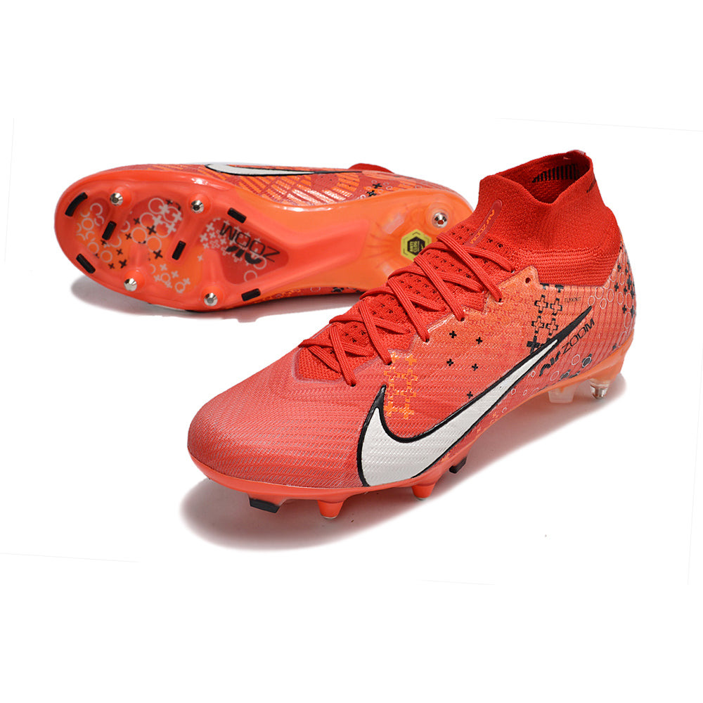Chuteira Campo Nike Air Zoom Mercurial Superfly 9 Elite Ponta de Aluminio Vermelha 