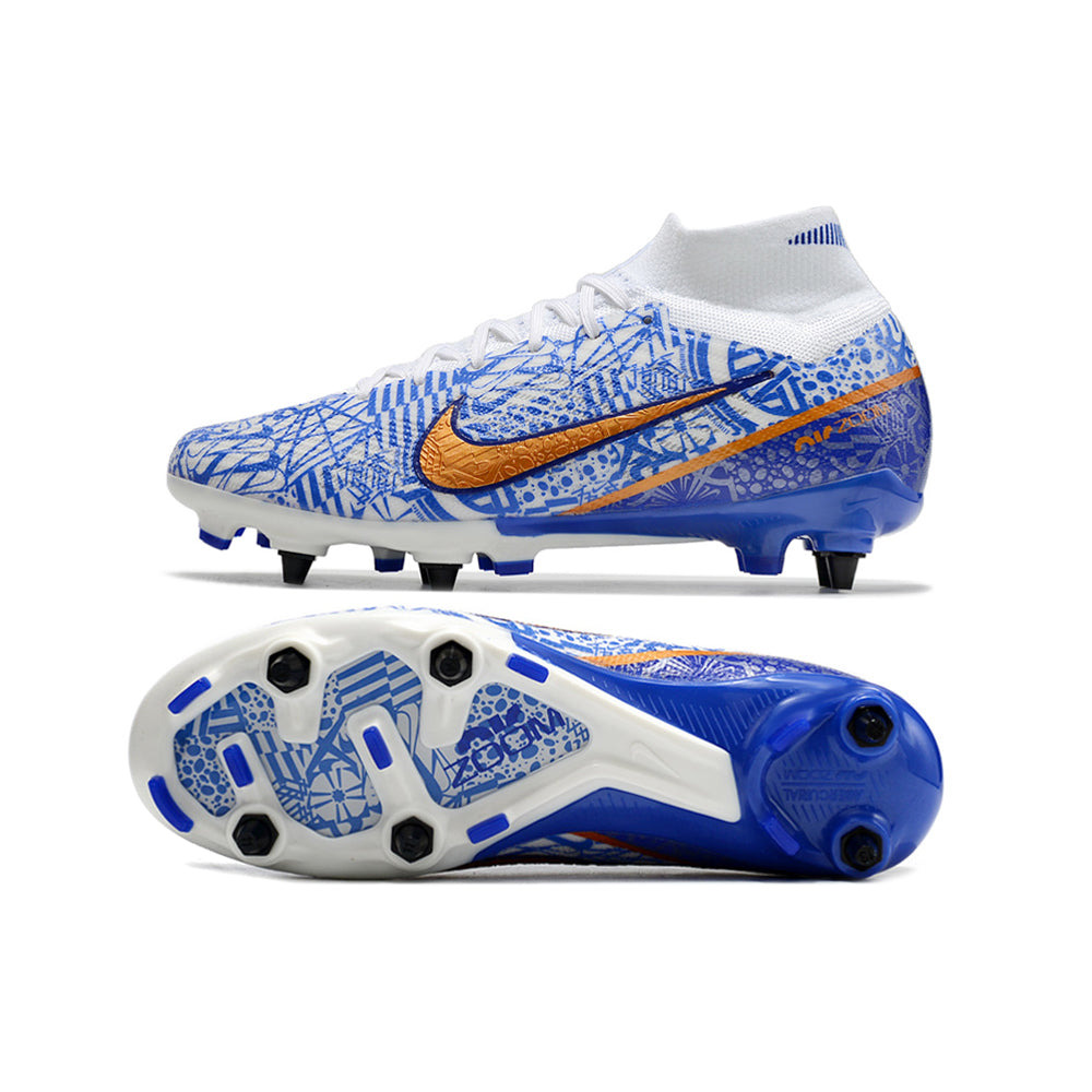 Chuteira Campo Nike Air Zoom Mercurial Superfly 9 Elite Trava Mista Azul 