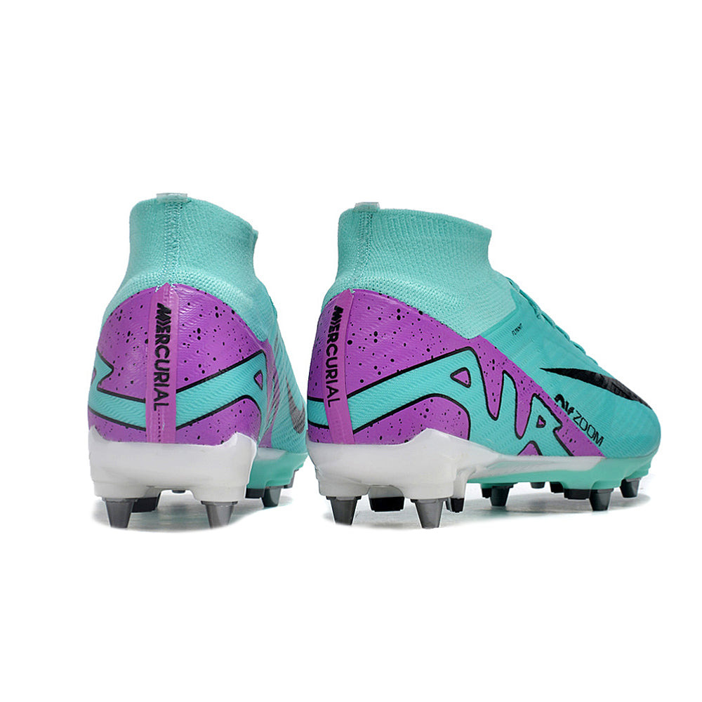 Chuteira Campo Nike Air Zoom Mercurial Superfly 9 Elite Trava Mista Azul e Roxo 