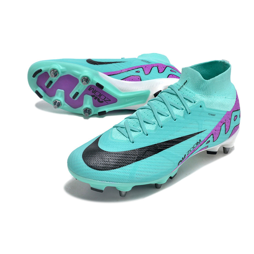 Chuteira Campo Nike Air Zoom Mercurial Superfly 9 Elite Trava Mista Azul e Roxo 