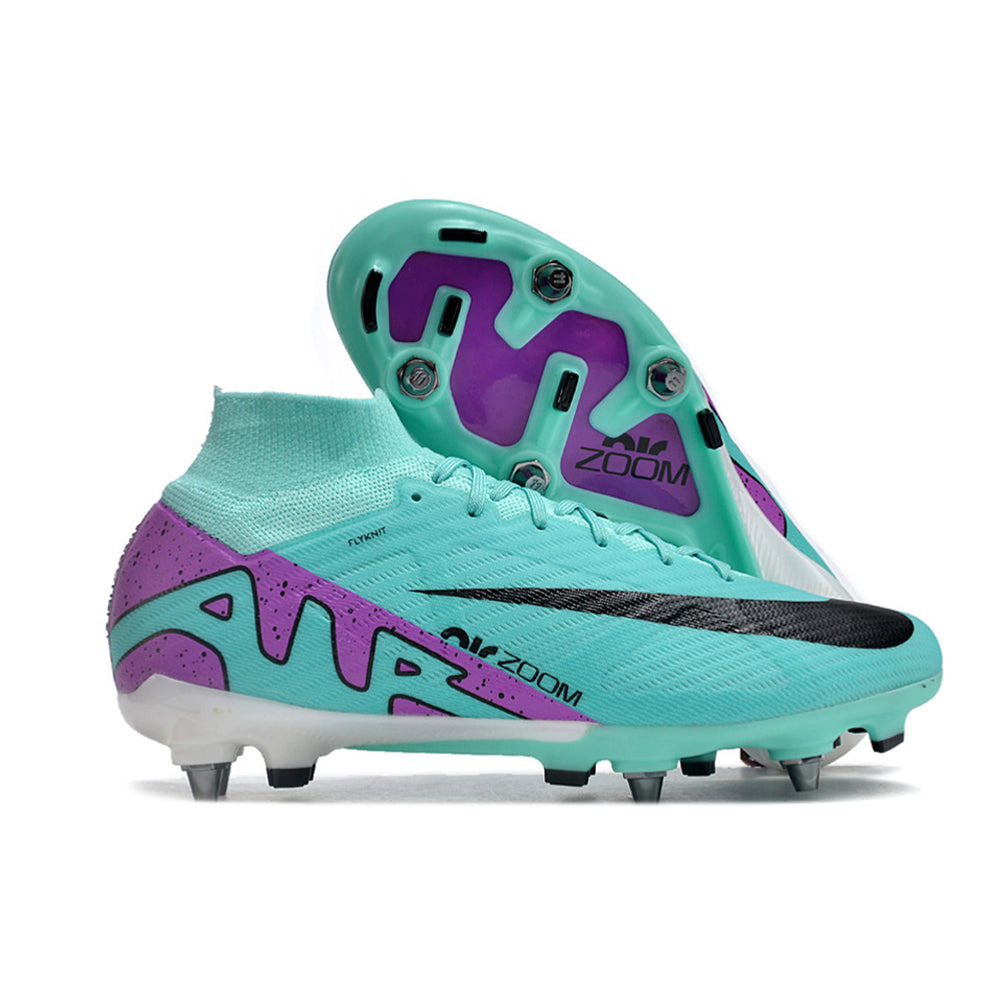 Chuteira Campo Nike Air Zoom Mercurial Superfly 9 Elite Trava Mista Azul e Roxo 