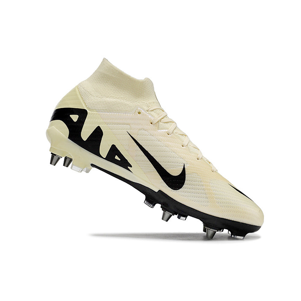 Chuteira Campo Nike Air Zoom Mercurial Superfly 9 Elite Trava Mista Bege e Preta 