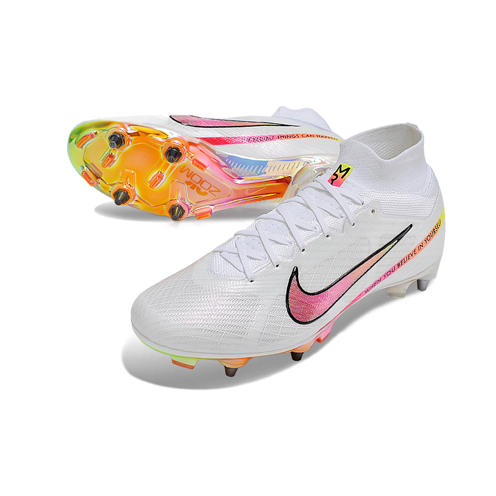 Chuteira Campo Nike Air Zoom Mercurial Superfly 9 Elite Trava Mista Branca 
