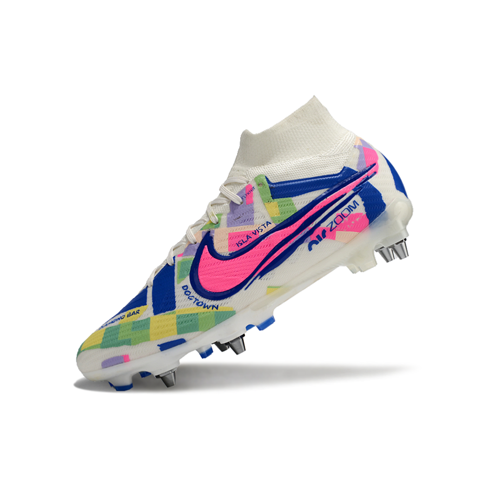 Chuteira Campo Nike Air Zoom Mercurial Superfly 9 Elite Trava Mista Cinza e Preto 